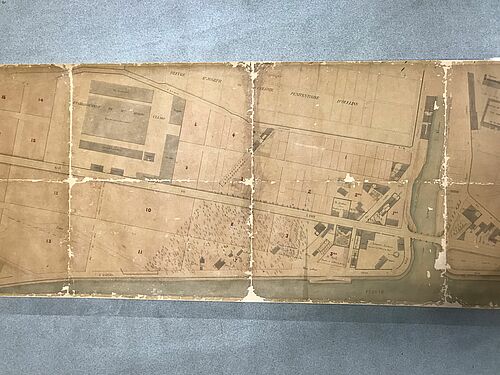 Plan de la Saulaie en 1882 (Archives municipales d’Oullins, 1Fi164)
