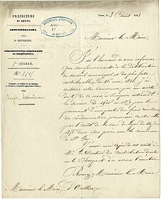 Autorisation du préfet pour un impôt extraordinaire en 1858 (Archives municipales d’Oullins, 4I)